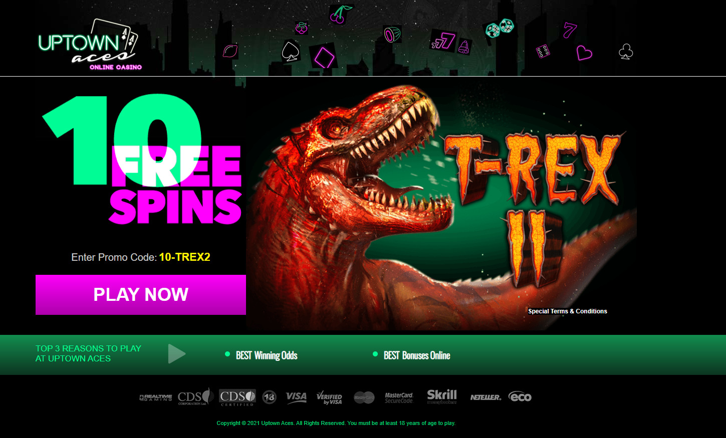 Uptown Aces Casino 10 Free Spins no deposit