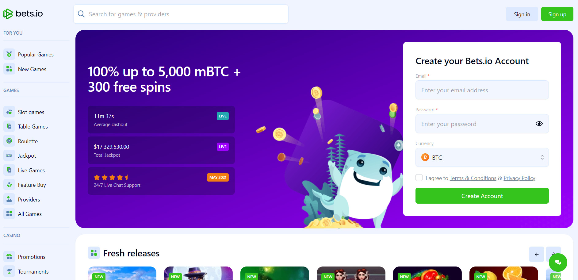 Bets.io Casino Welcome Bonus