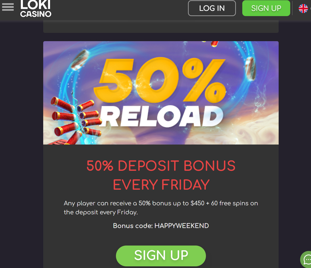 Loki Casino Friday Reload Bonus