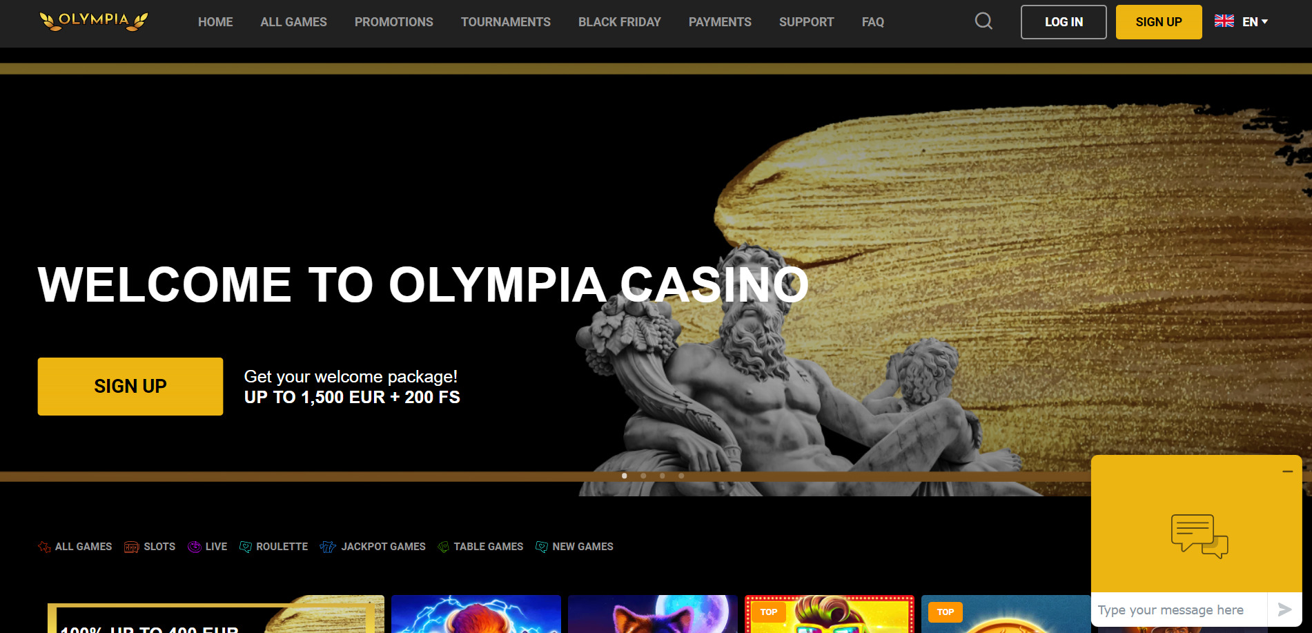 Olympia Casino Welcome Bonus