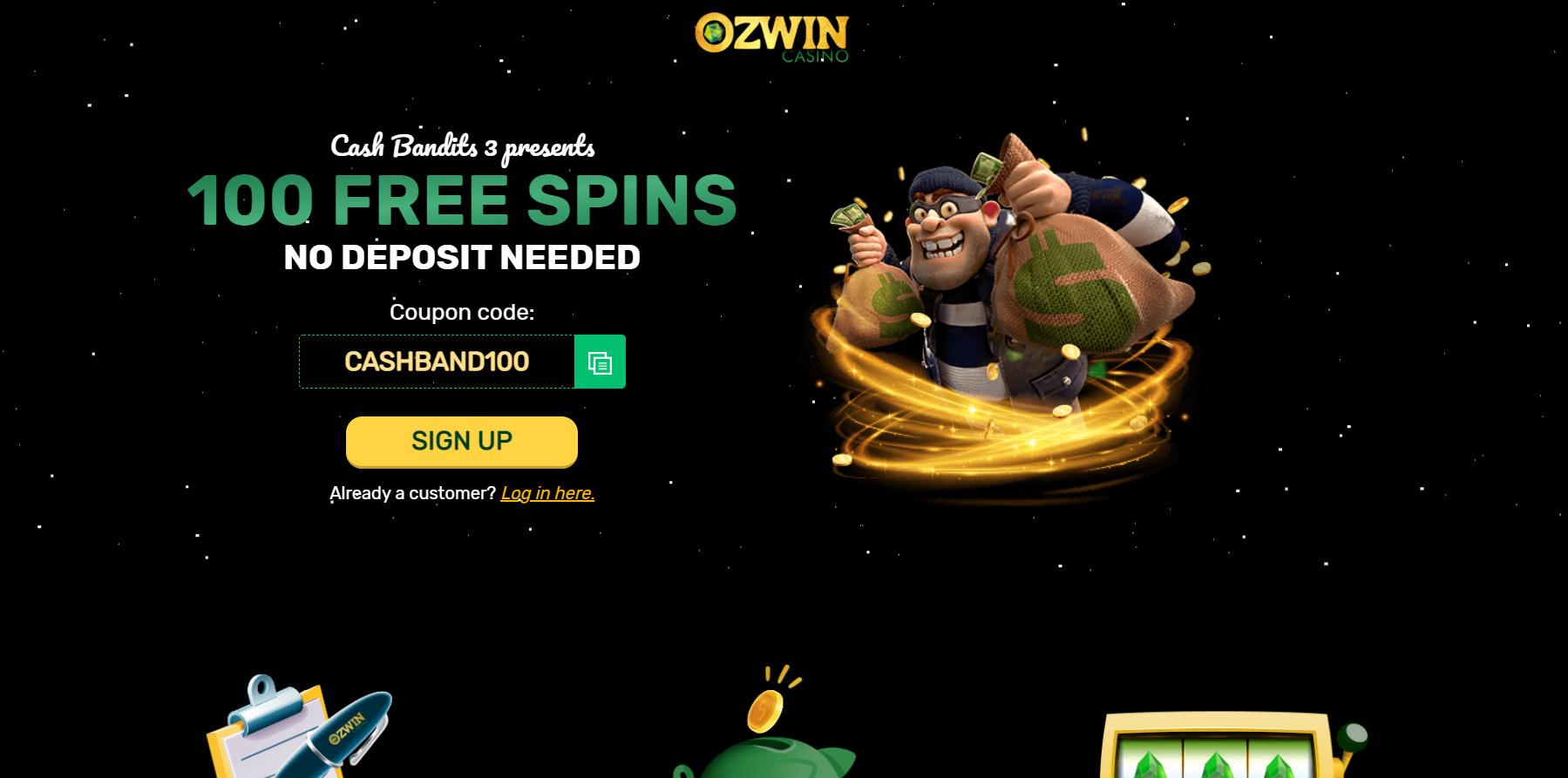 Ozwin Casino 100 free spins no deposit