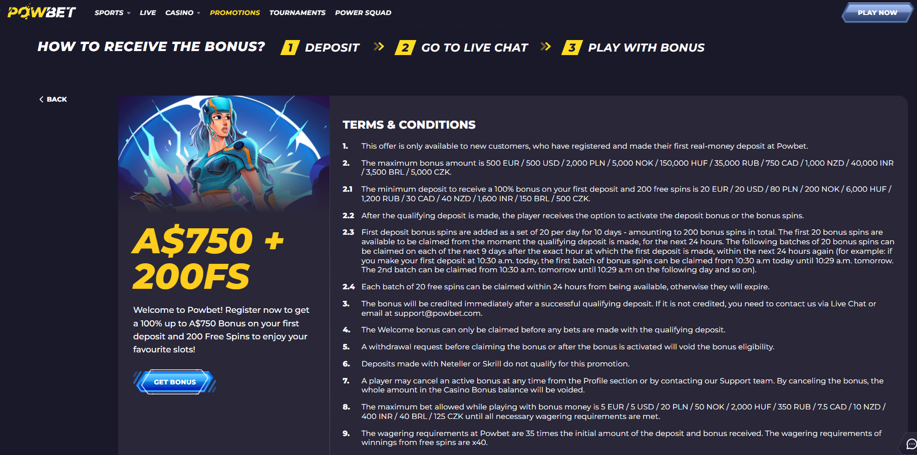 PowBet Casino Welcome Bonus