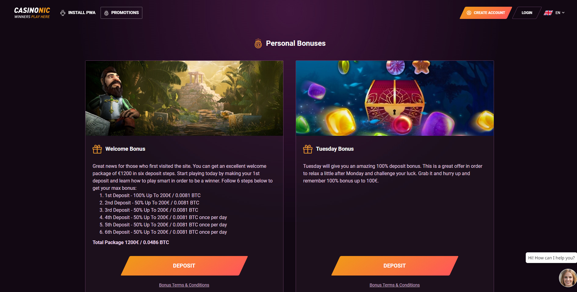 Casinonic Casino Welcome Bonus