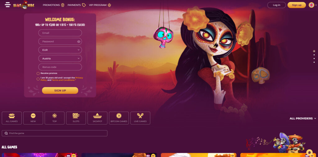 SlotVibe Casino signup