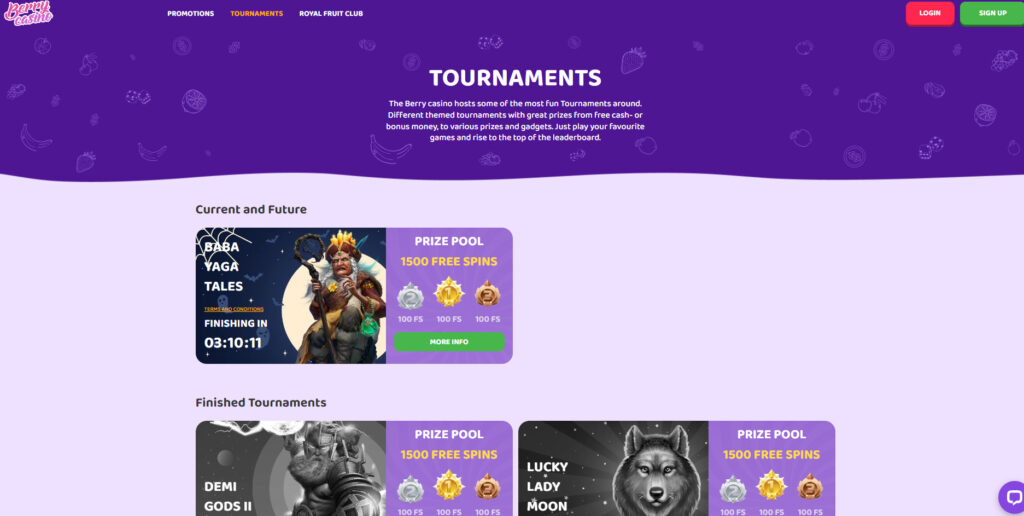 Berry Casino tournaments