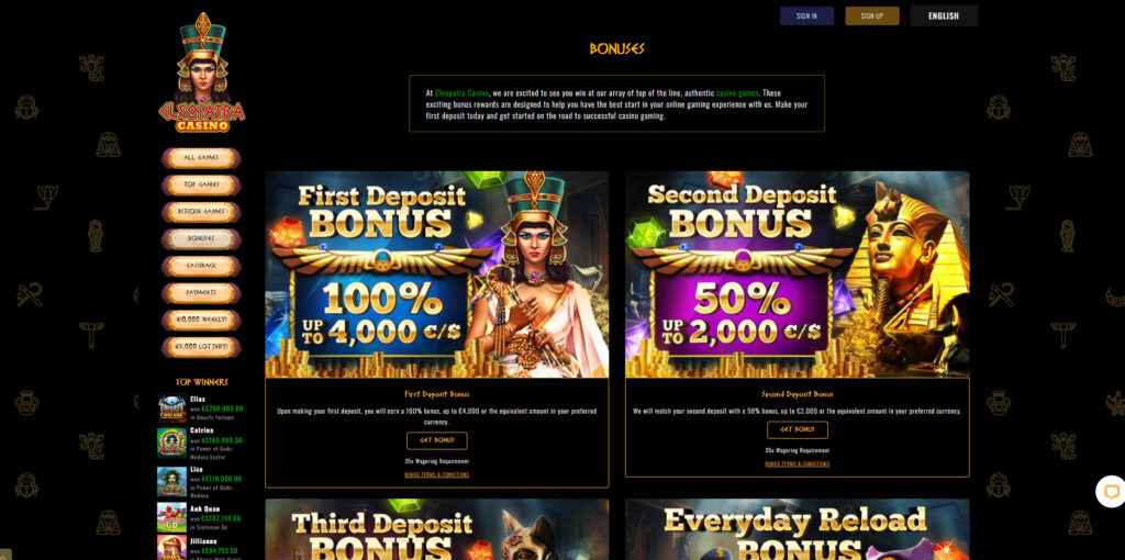 Cleopatra Casino promotions