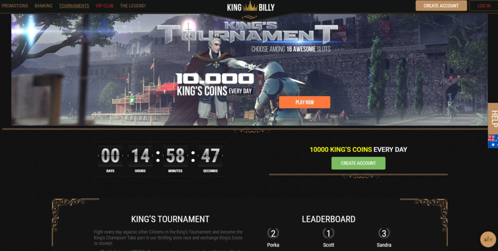 King Billy Casino tournaments