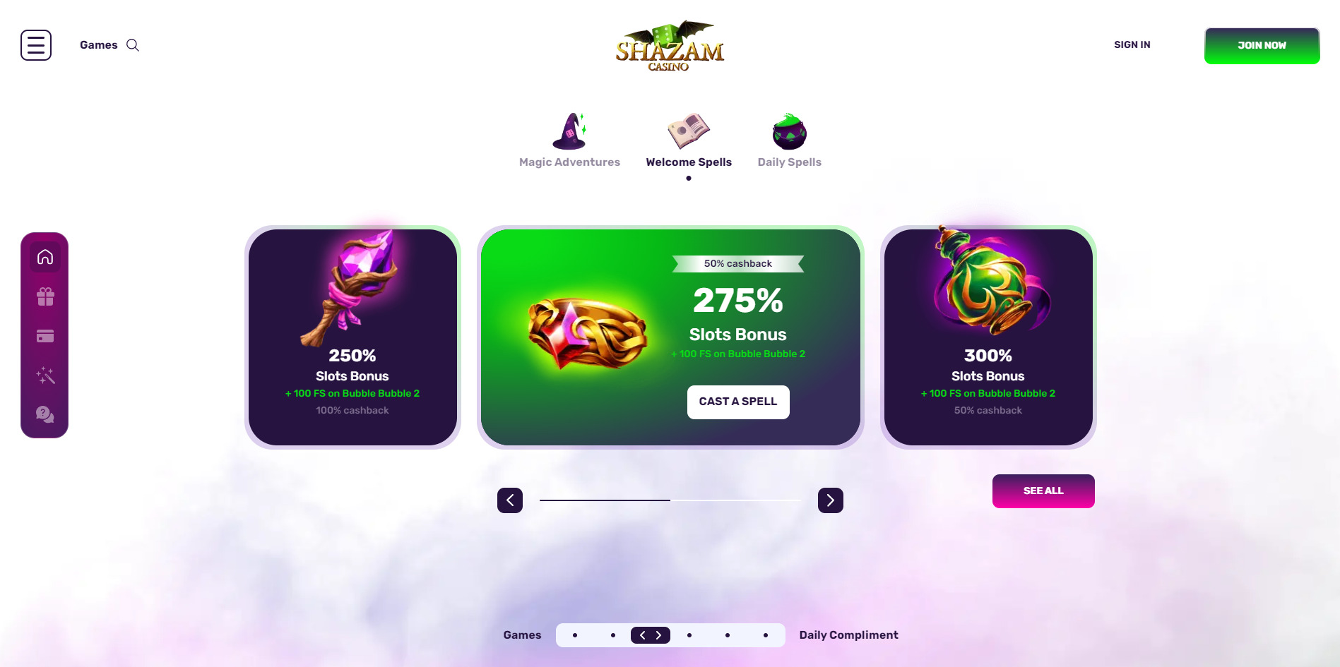 Shazam Casino Welcome Bonus