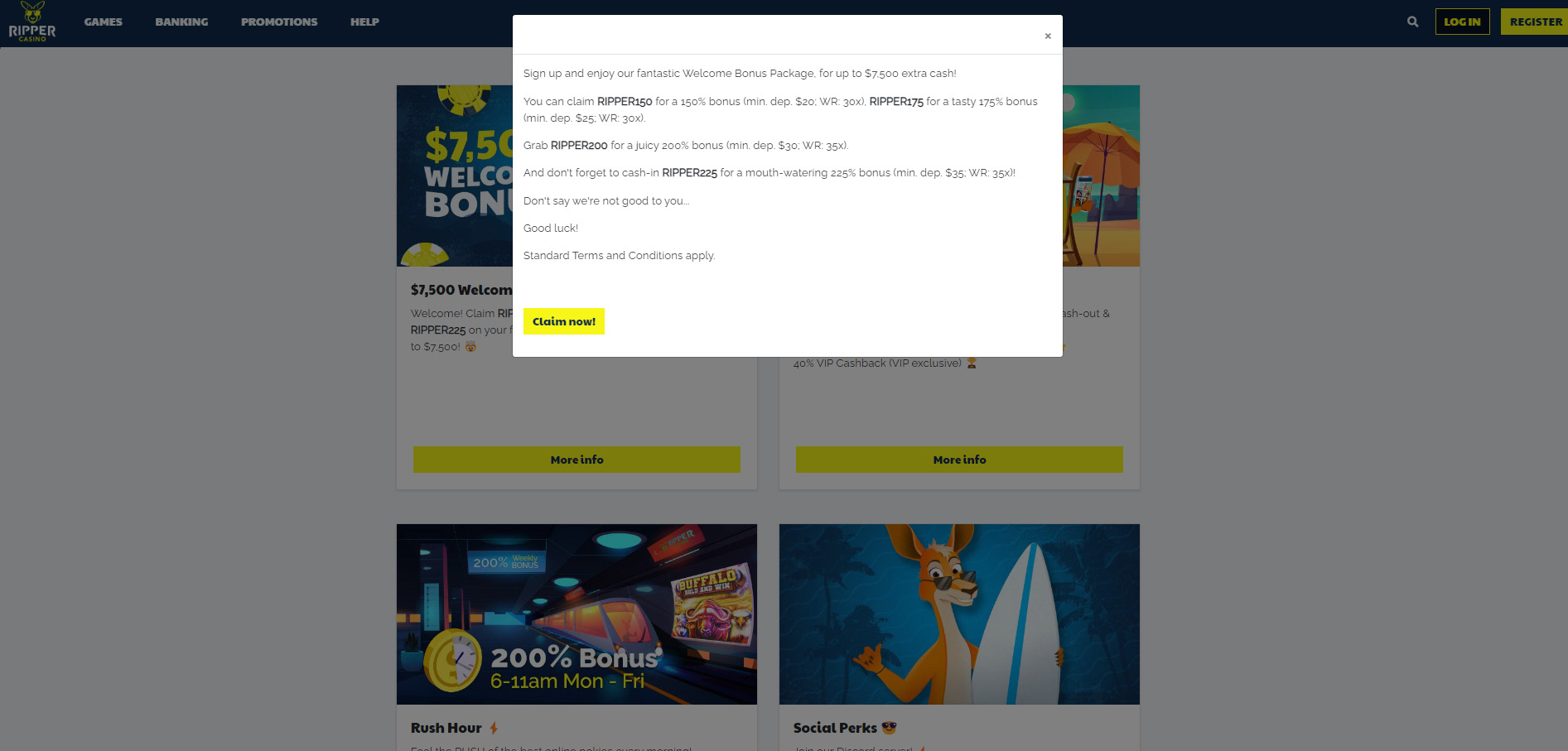 Ripper Casino Welcome Bonus
